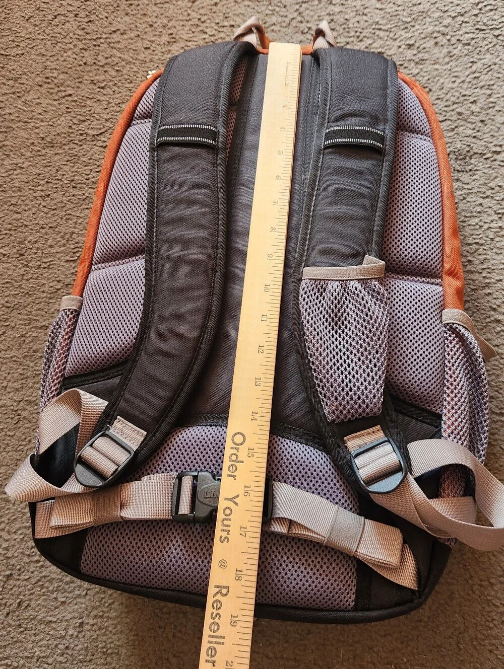 LL BEAN Traverse Backpack Burnt Orange Laptop Sleeve Mesh Side Pockets Hiking